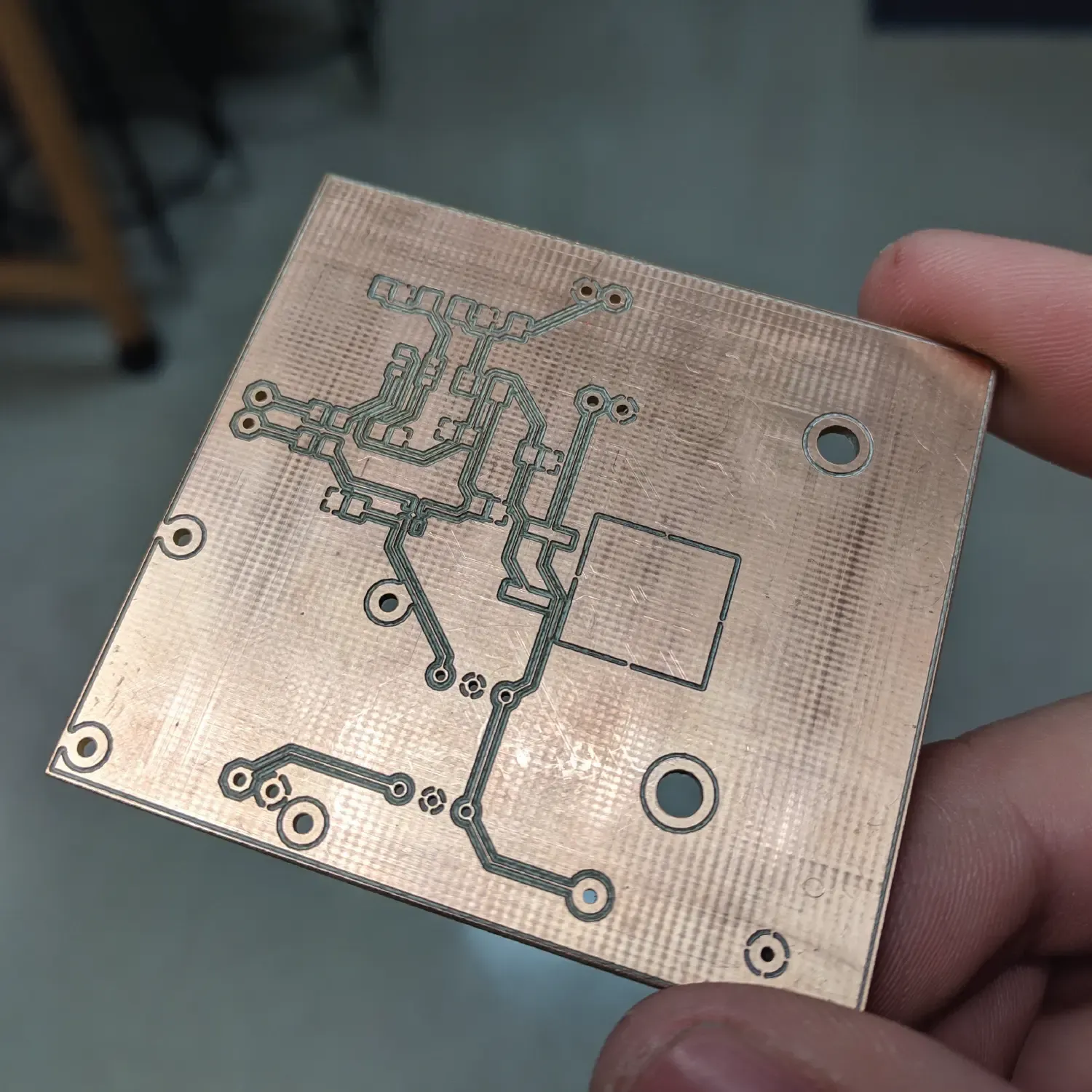 a single sided PCB milled from a copper clad board.