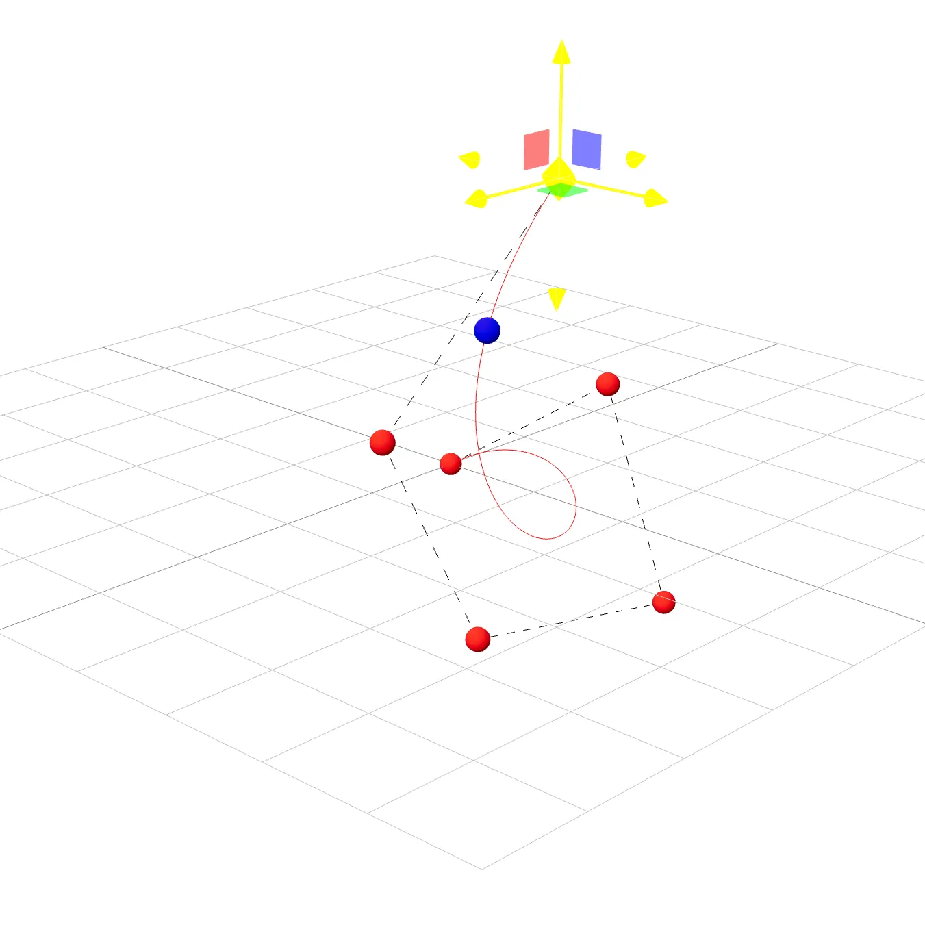 3D rendering of Bézier curve and control polygons.