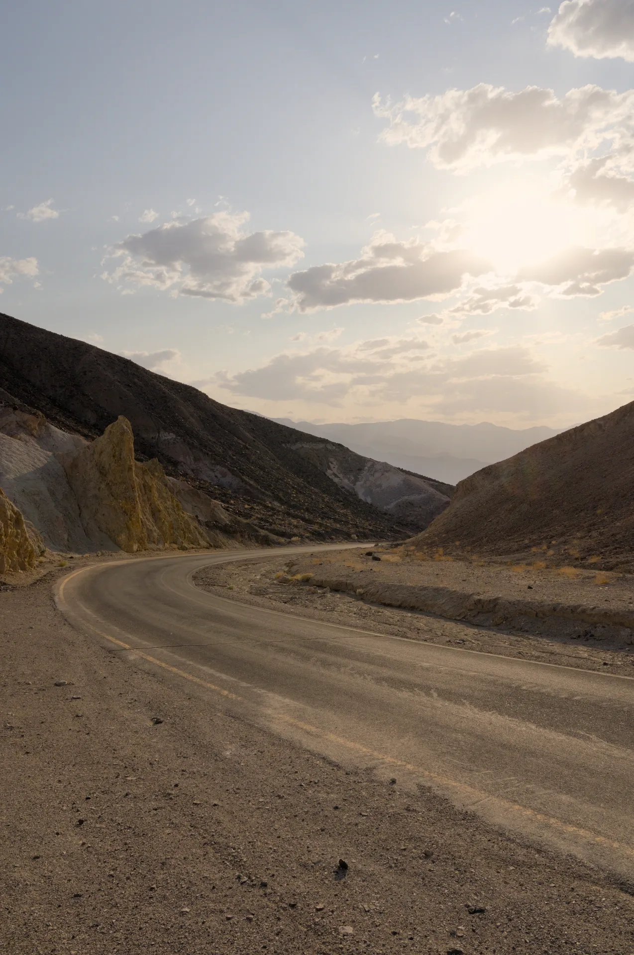 Winding canyon road at Artists Drive.