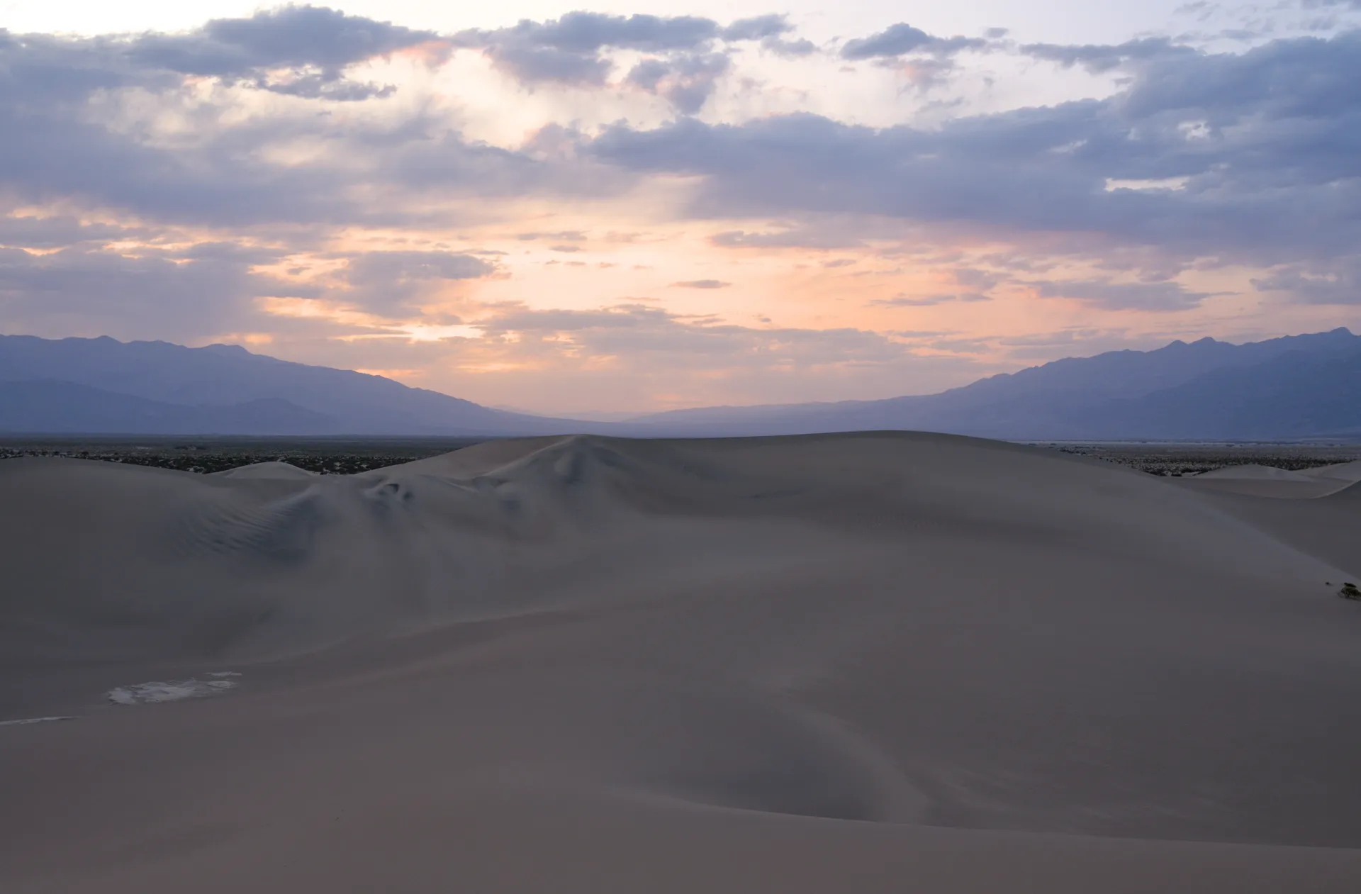 Mesquite Dunes at pastel dusk.