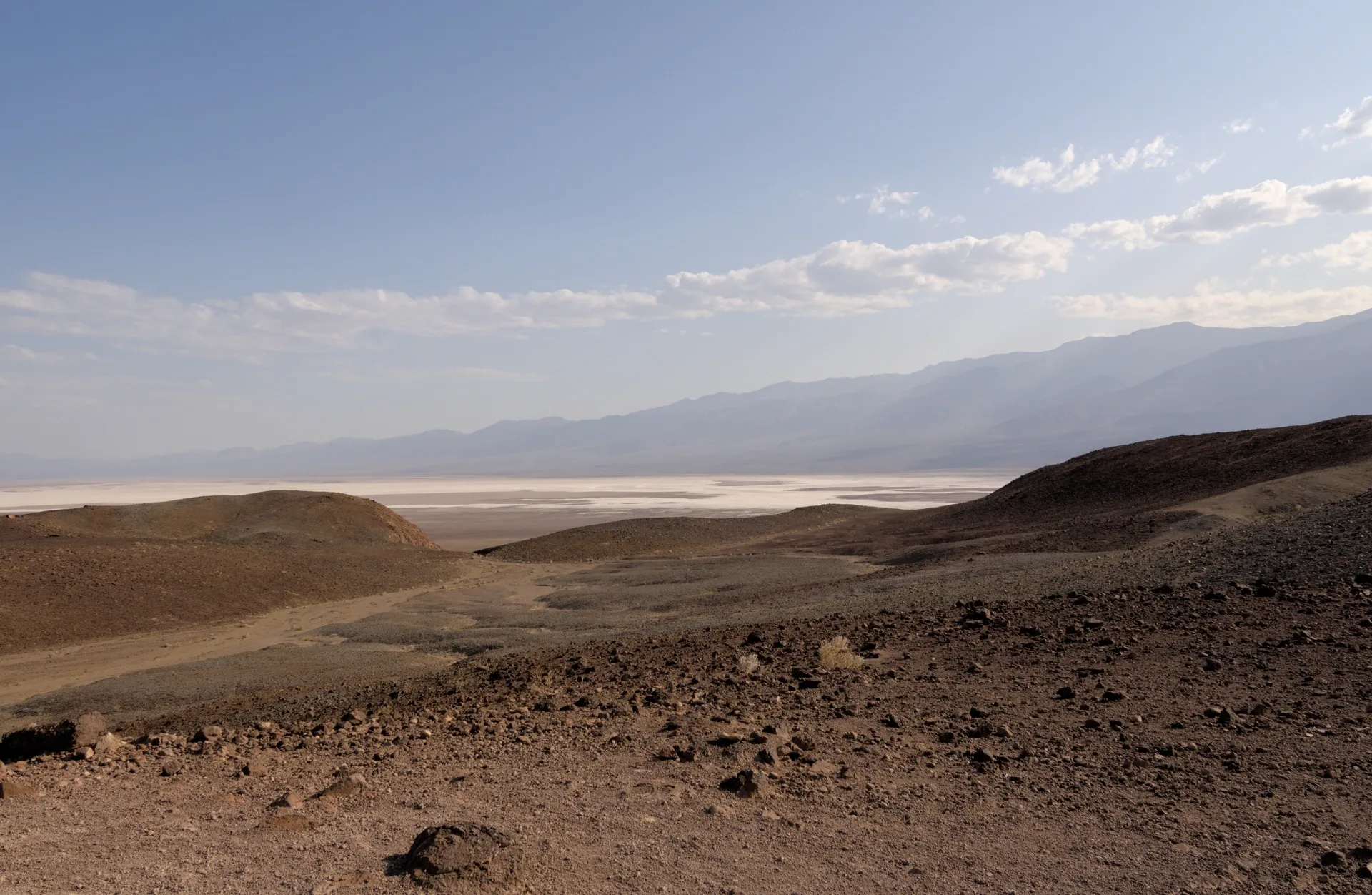 Rocky overlook toward the salt flats.