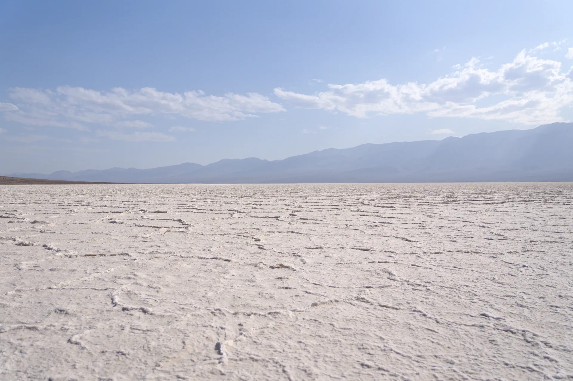 Wide panorama of the salt flats.