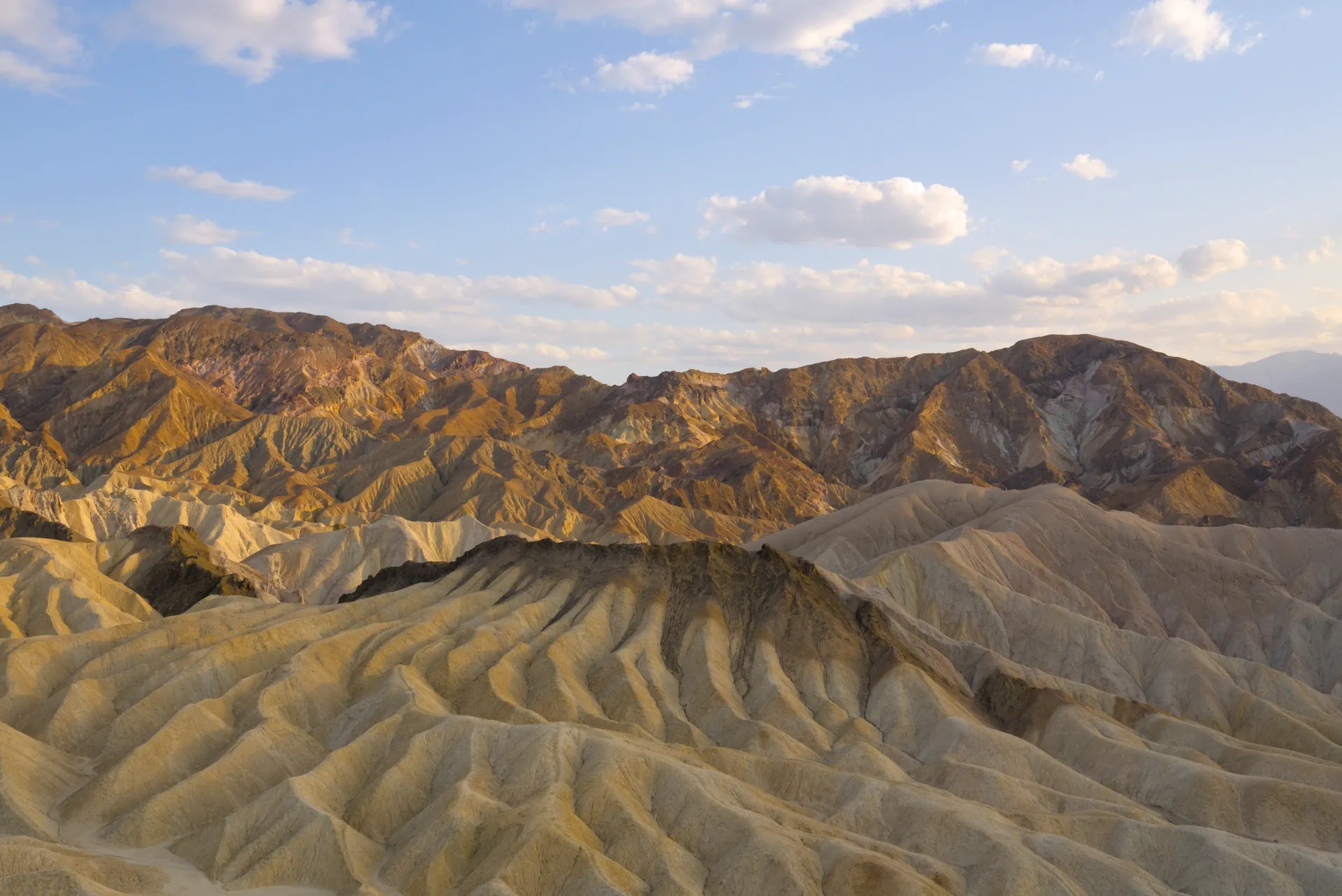 Golden hour ridges at Zabriskie Point.