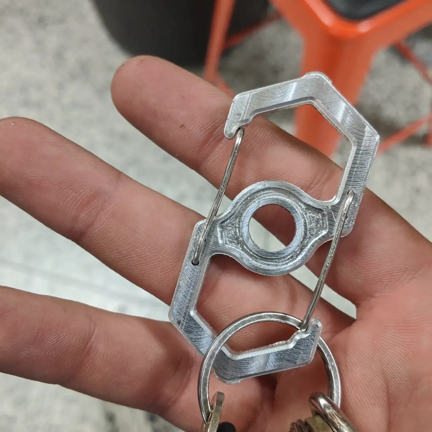 a machined aluminum carabiner