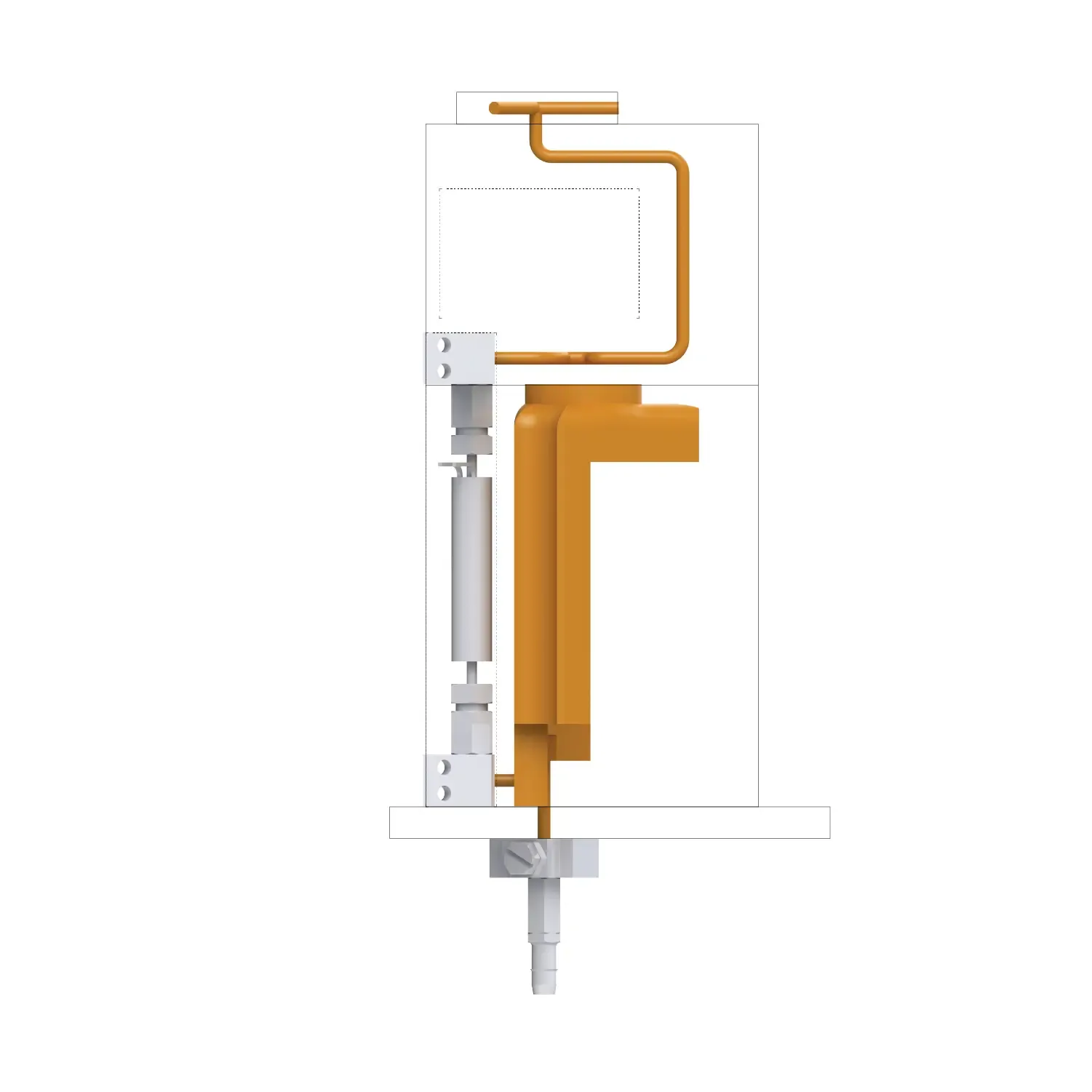 CAD render highlighting internal geometry of small satellite subsystem.