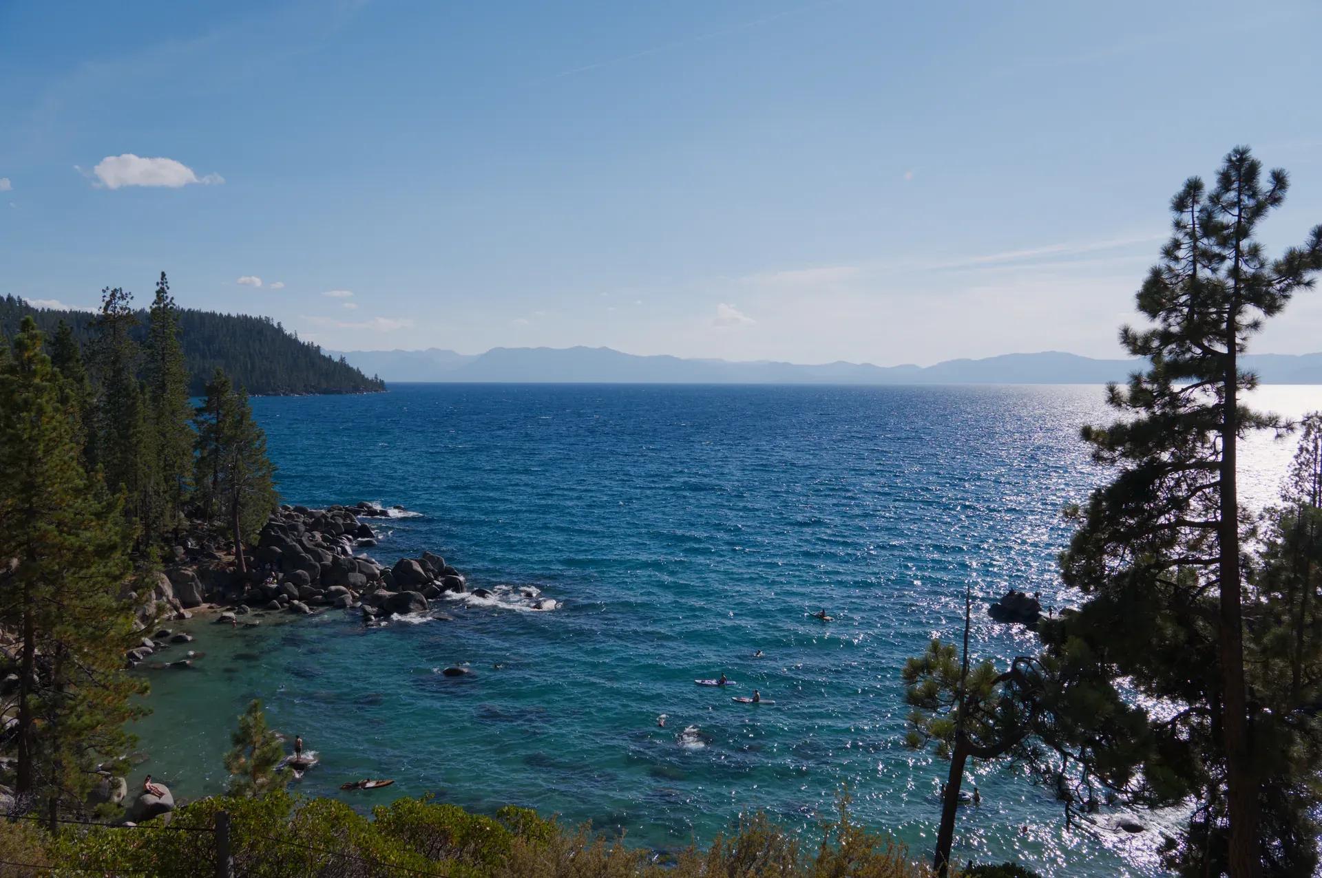 A wide shot of Secret Cove at Lake Tahoe.