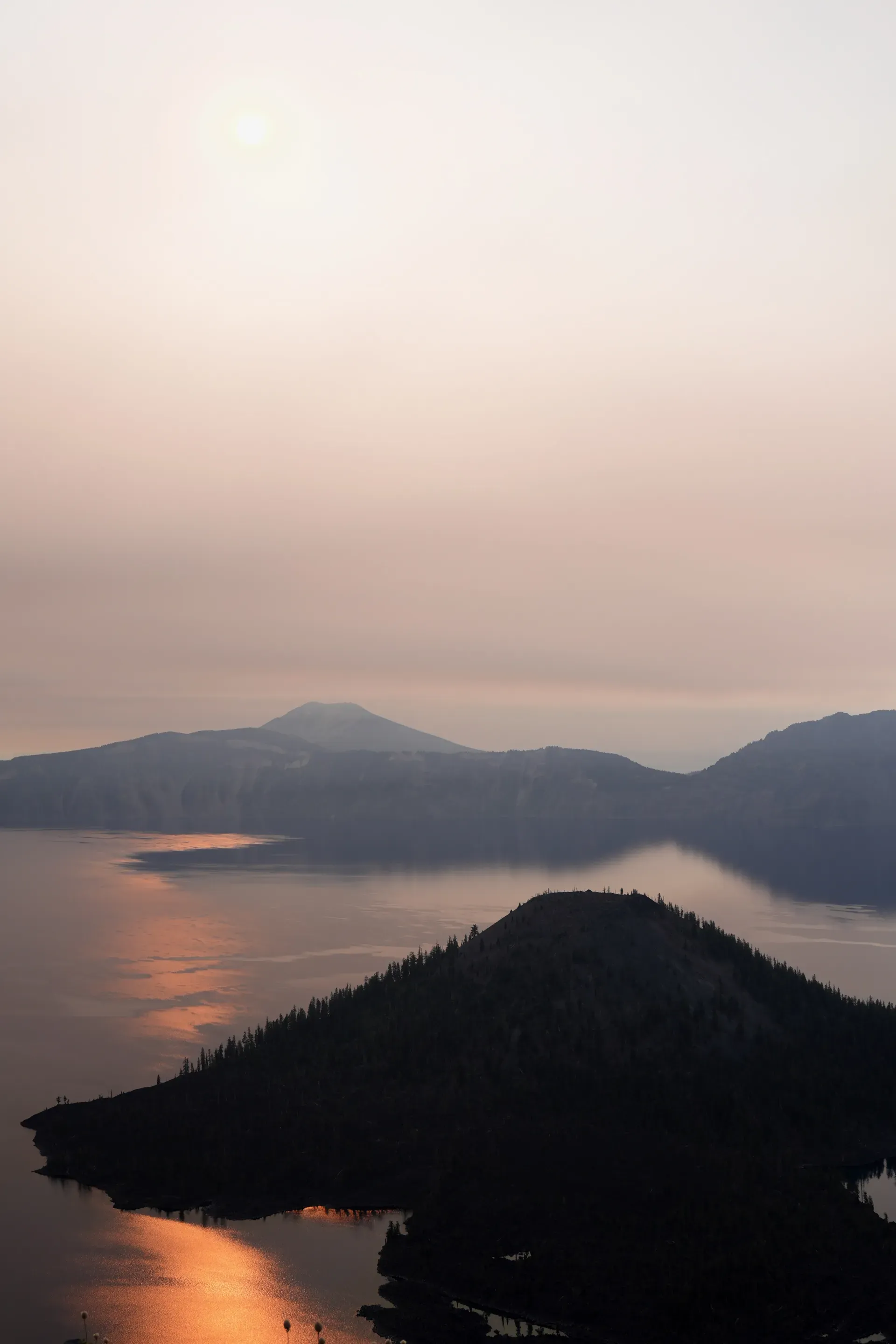 Wizard Island at dawn, Crater Lake.