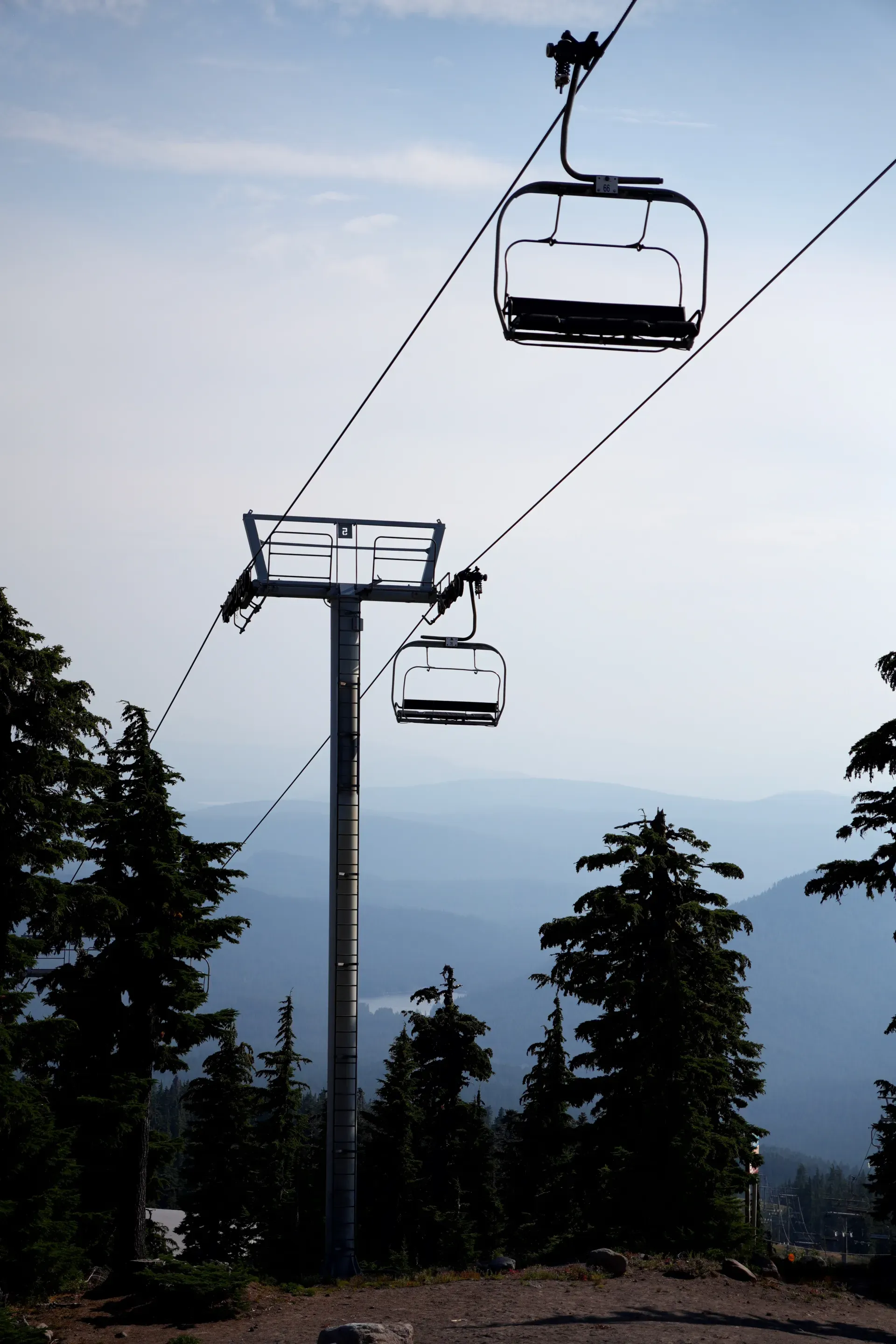 Ski lift chairs at Timberline.