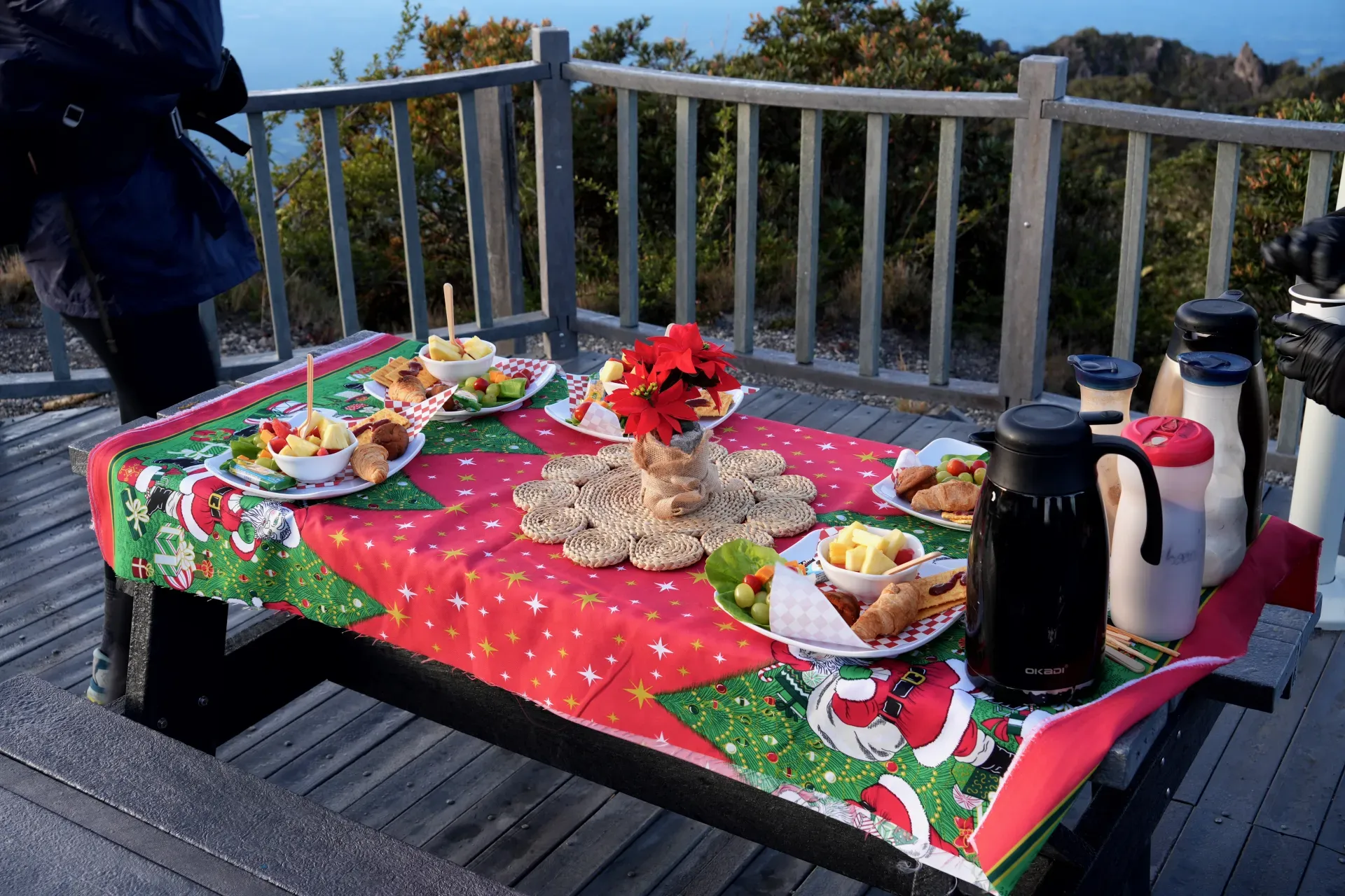 Christmas summit breakfast picnic.