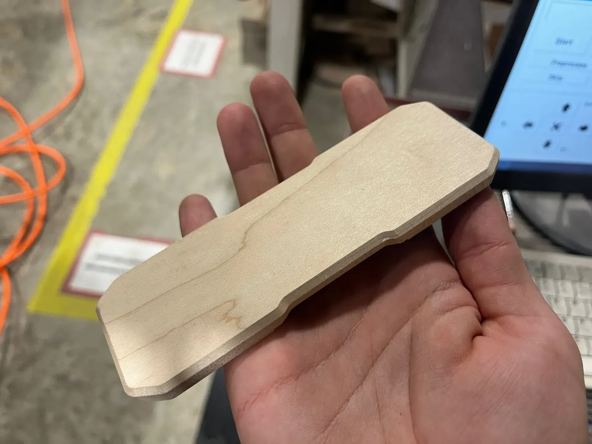 Bottom of milled wooden pencil case.