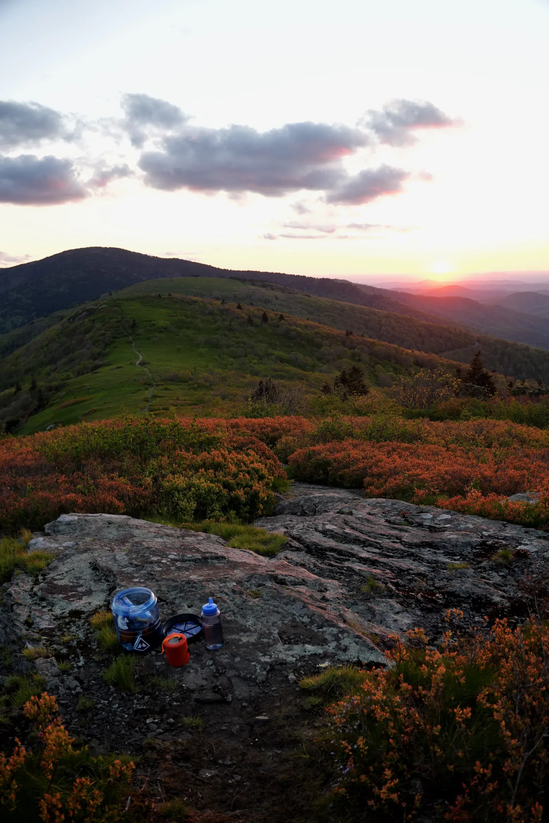 Camp kitchen at a sunset overlook.